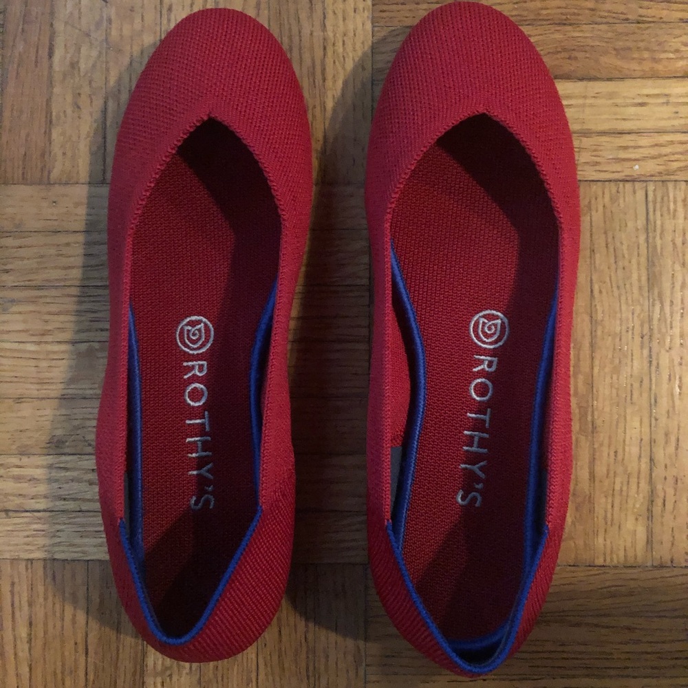Rothys Red Round Toe Ballet Flats Size 9